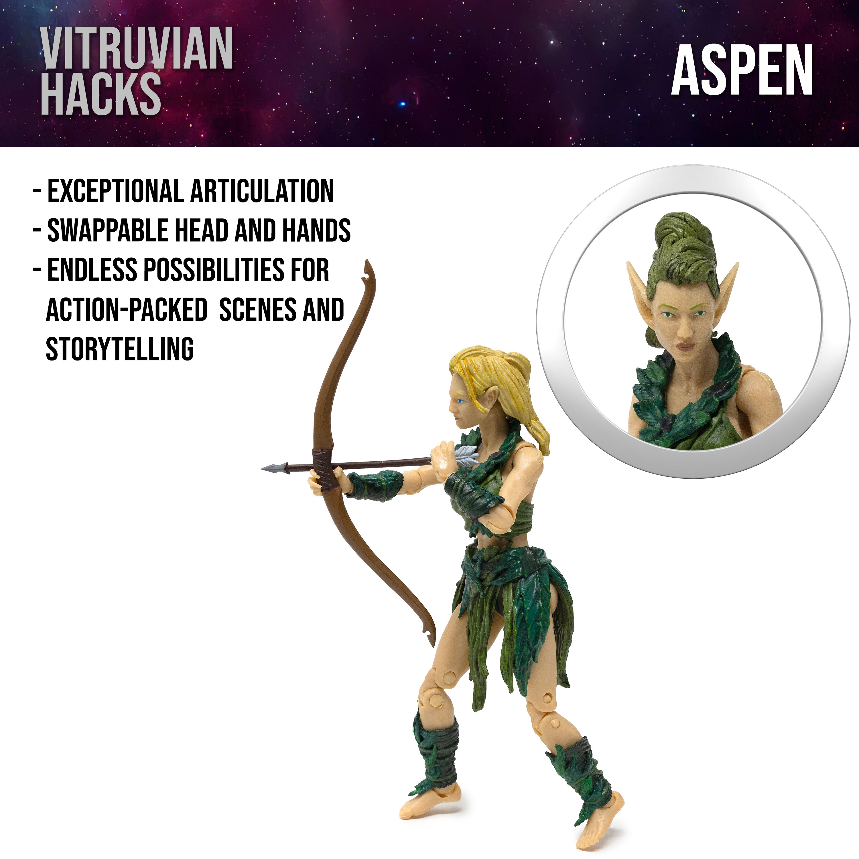 Vitruvian H.A.C.K.S. Action Figure: Aspen - Elven Archer