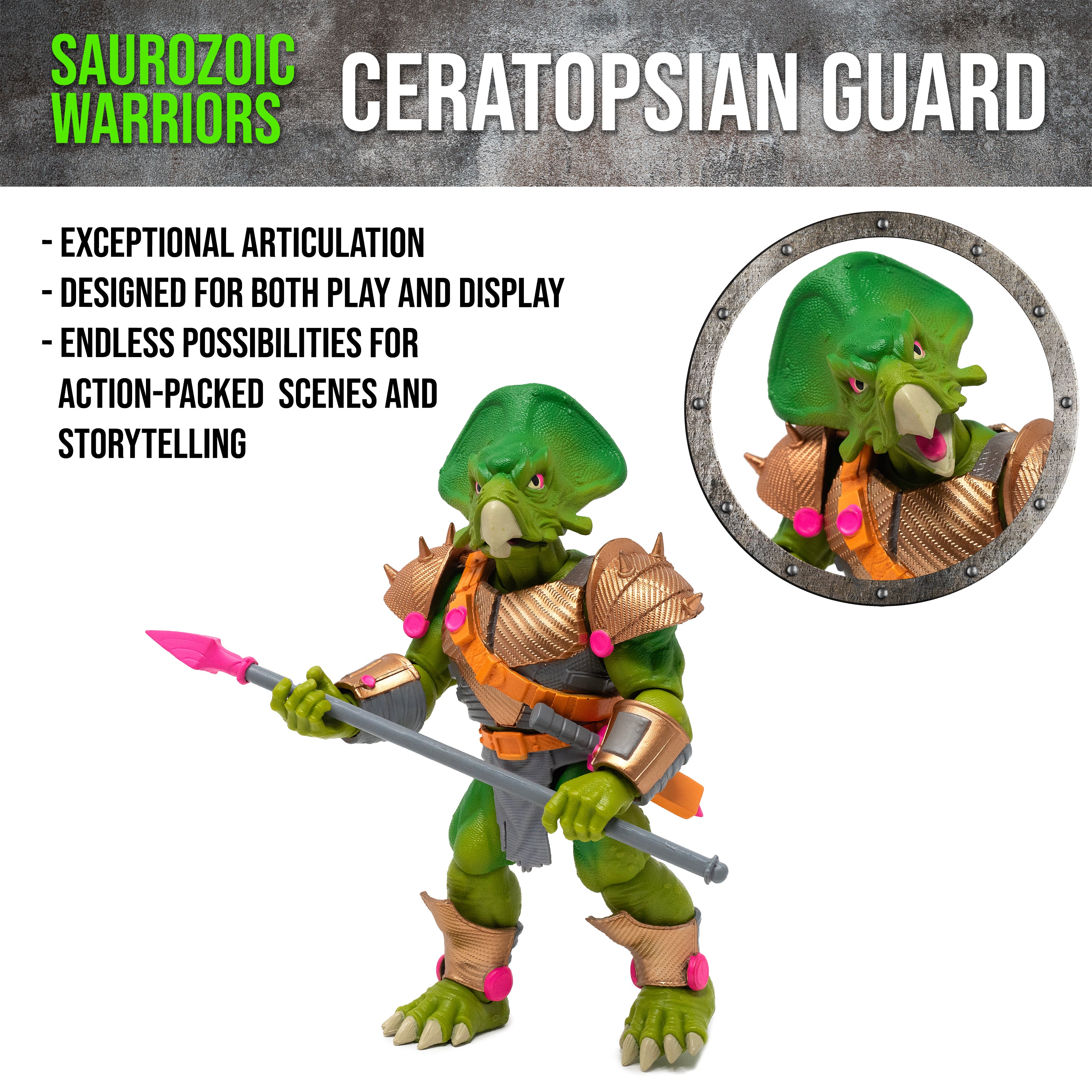 Saurozoic Warriors Action Figure: Ceratopsian Guard