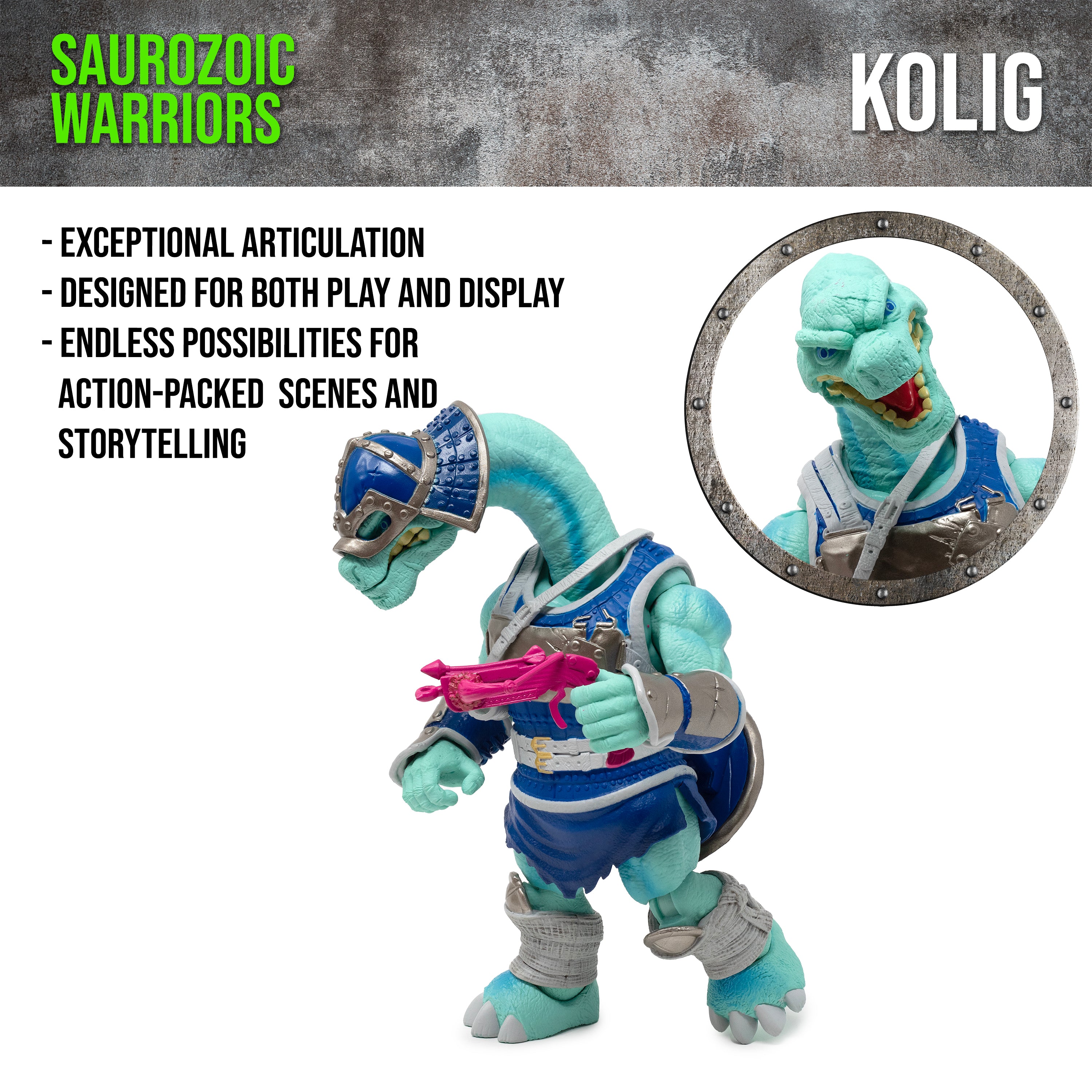Saurozoic Warriors Action Figure: Kolig Shipbreaker Brontosaurus / Viking