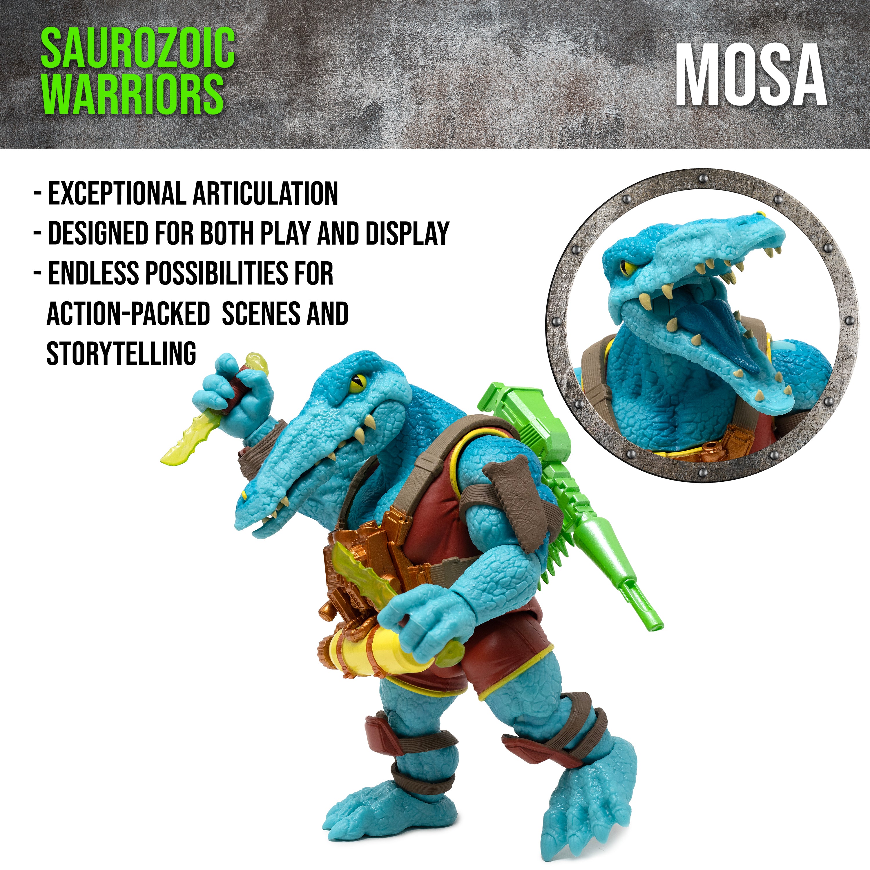 Saurozoic Warriors Action Figure: Javvik Mosa Mosasaurus / Underwater Assault