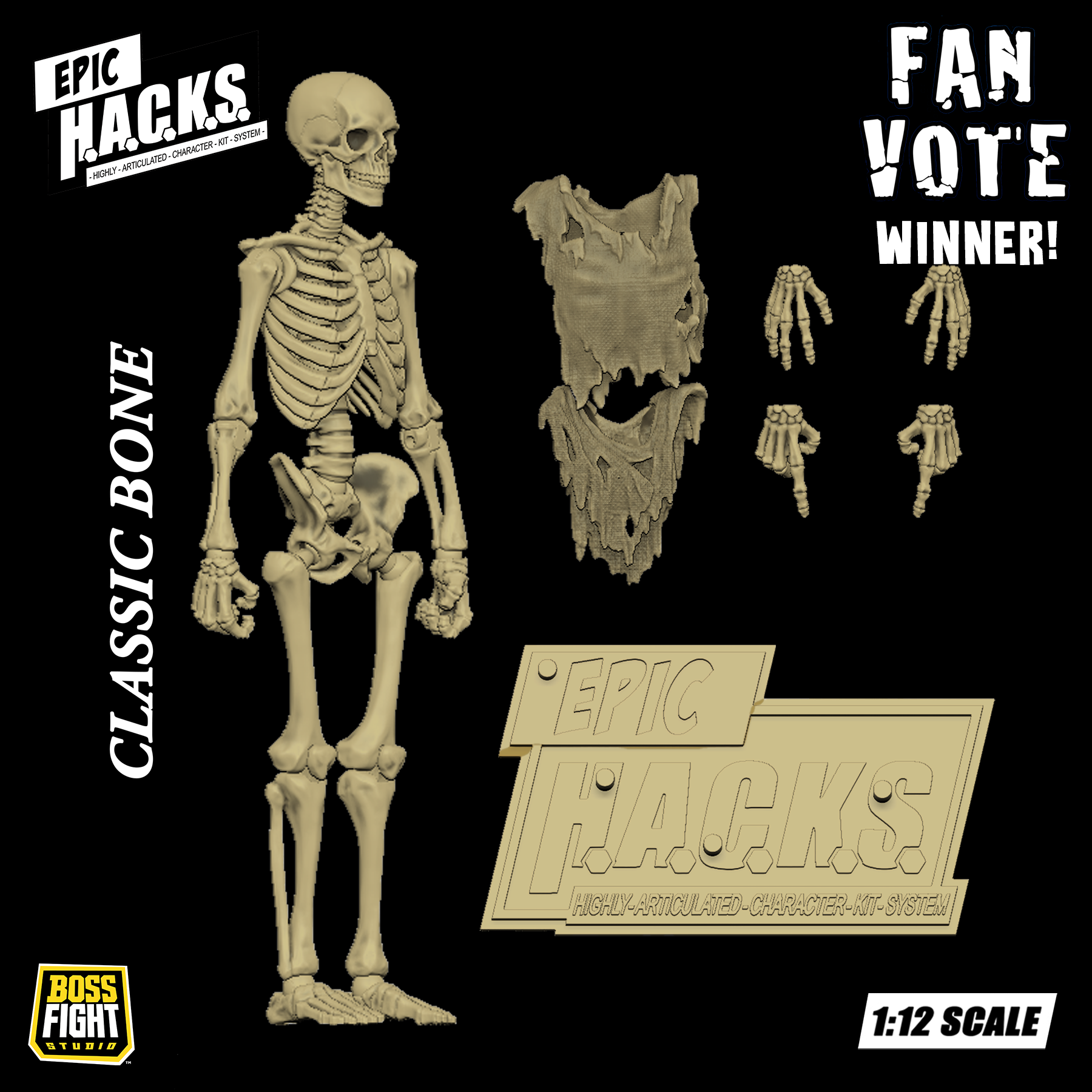 EPIC H.A.C.K.S. 1:12 Skeleton Blank: Classic Bone