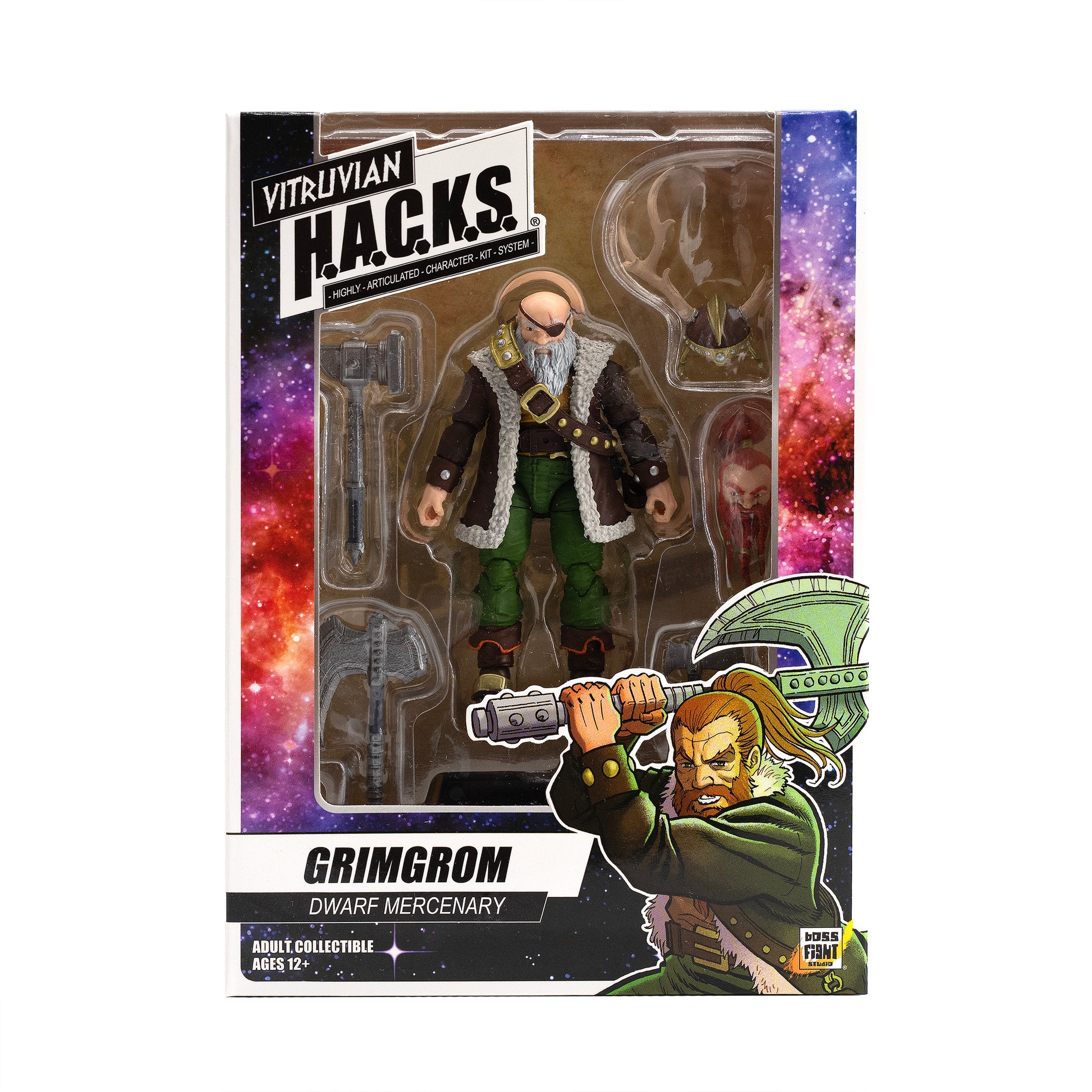 Vitruvian H.A.C.K.S. Action Figure - Grimgrom (Dwarf Mercenary)