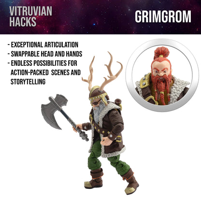 Vitruvian H.A.C.K.S. Action Figure - Grimgrom (Dwarf Mercenary)