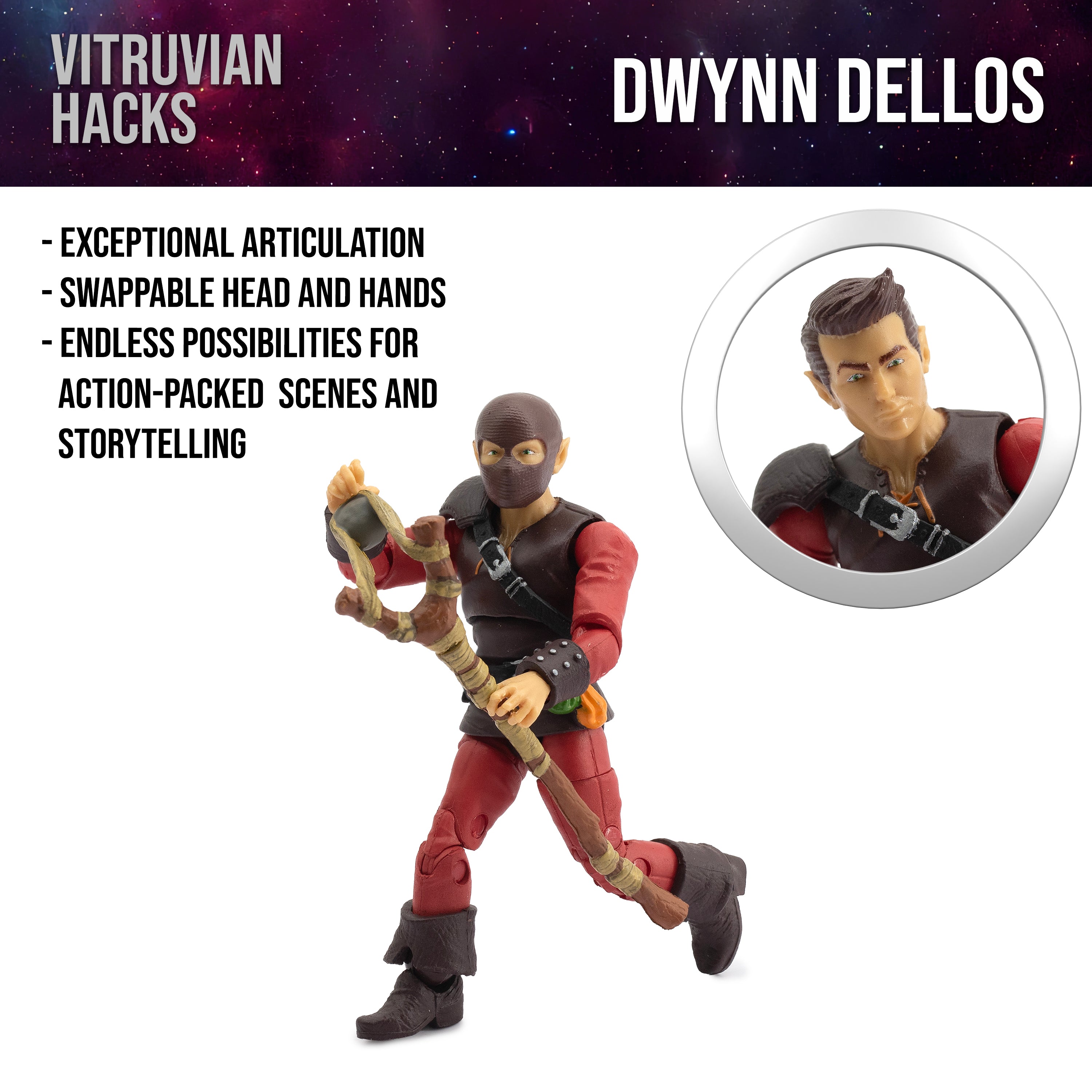 Vitruvian H.A.C.K.S. Action Figure - Dwynn Dellos (Halfling Scout)